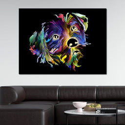 Coloful Dog on Black Background - NicheCanvas