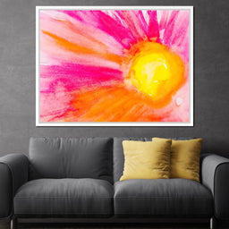 Pink & Orange Watercolor Flower - NicheCanvas