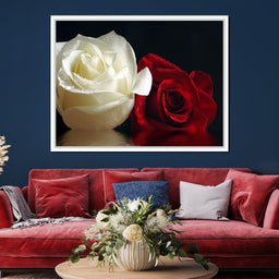 Red & White Roses Reflection - NicheCanvas