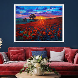Sunset Over the Poppy Fields - NicheCanvas