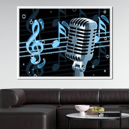 Vintage Microphone & Blue Notes - NicheCanvas