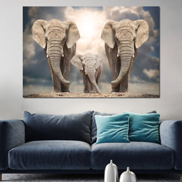 Elephant Family Under the Sun - NicheCanvas