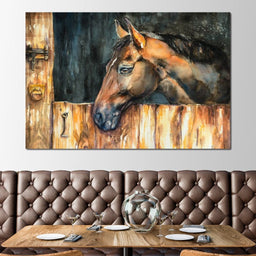 Horse in the Stable - NicheCanvas