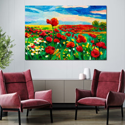 Field of Red Poppies - NicheCanvas