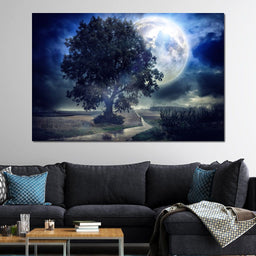 Giant Moon Summer Night - NicheCanvas