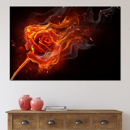 Rose on Fire - NicheCanvas