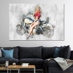  Girl Motorcycle - Mateo - NicheCanvas