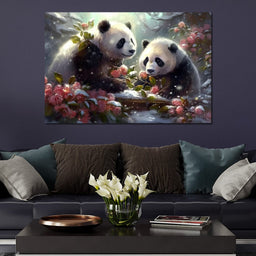 Winter Pandas - Neal Hackett - NicheCanvas