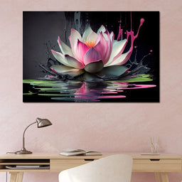 Watercolor Lotus Flower - NicheCanvas