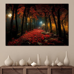 Very Beautiful Forest at Night - NicheCanvas