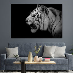 Black and White Tiger Profile - NicheCanvas