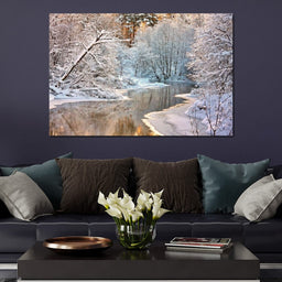 Winter River Landscape - NicheCanvas
