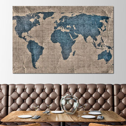 Blue Lands World Map - NicheCanvas