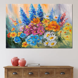 Abstract Bouquet of Spring Flowers - NicheCanvas