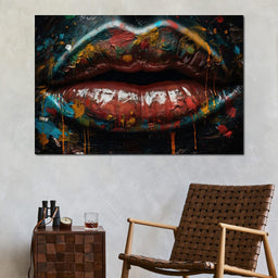 Sensual Womens Lips Graffiti - NicheCanvas