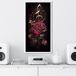 Red Rose & Musical Notes - NicheCanvas