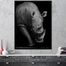 Black and White Rhino - NicheCanvas