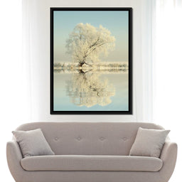 Winter Tree by the Lake - NicheCanvas