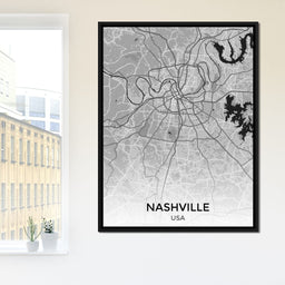 Map of Nashville, USA - NicheCanvas