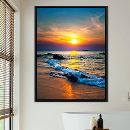 Black Sand Beach Sunset - NicheCanvas