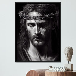 Black & White Jesus Portrait - Neal Hackett - NicheCanvas