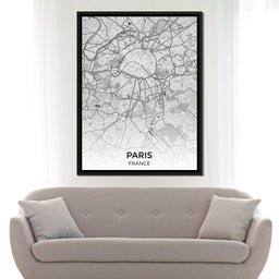 Map of Paris, France - NicheCanvas