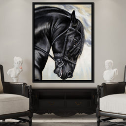 Black Friesian Horse - NicheCanvas