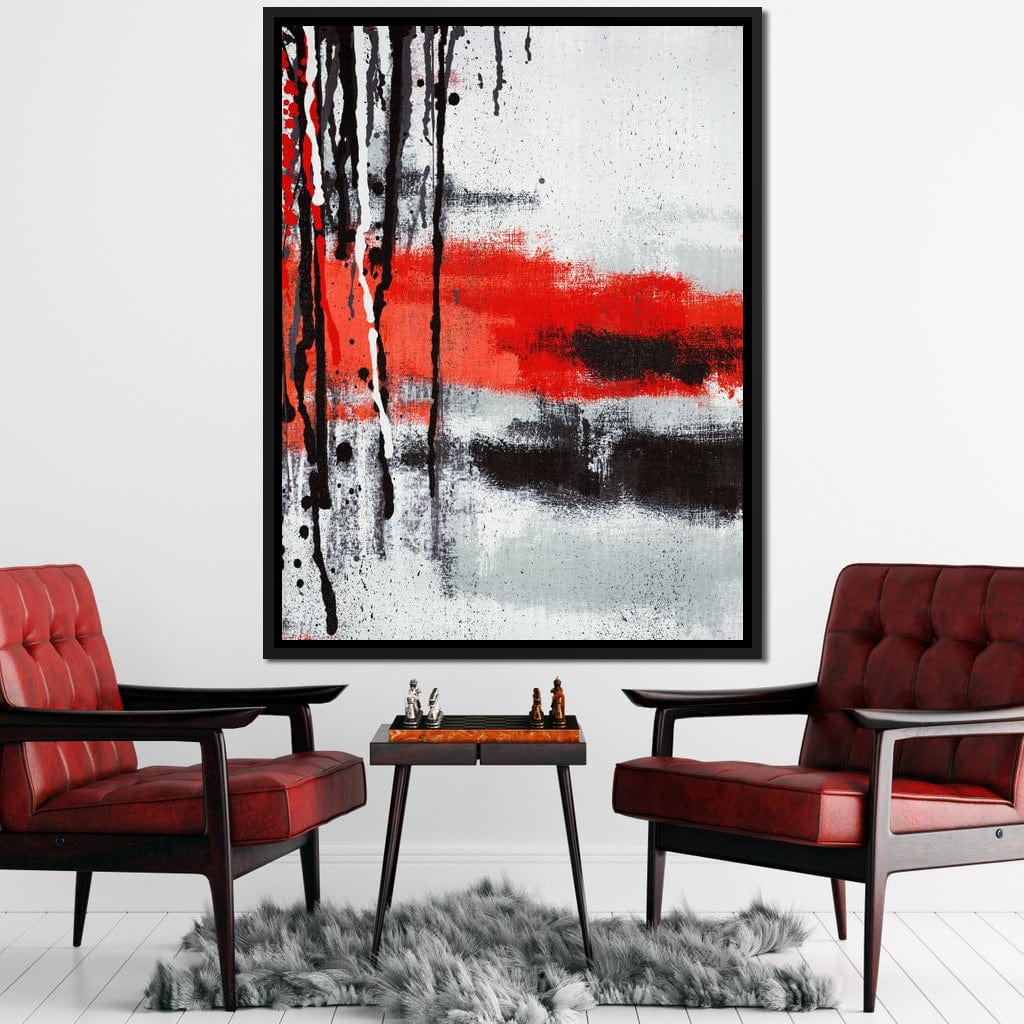 black and white and red paintings