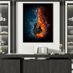 Fire & Water Guitar - NicheCanvas
