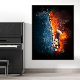 Fire & Water Saxophone - NicheCanvas