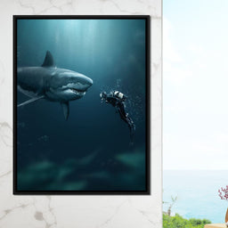 Shark Meets Diver - Zenzdesign - NicheCanvas