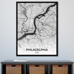 Map of Philadelphia, USA - NicheCanvas