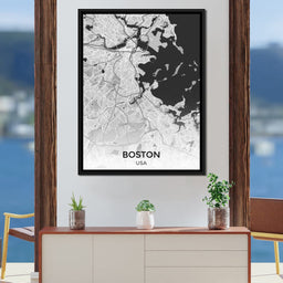 Map of Boston, USA - NicheCanvas