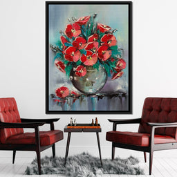 Vase with Poppies - NicheCanvas