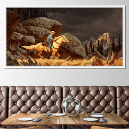 Cowboy In The Rockies - NicheCanvas