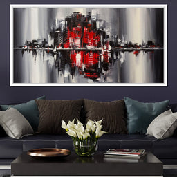 Red Black & Grey Skyline - NicheCanvas