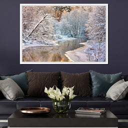 Winter River Landscape - NicheCanvas