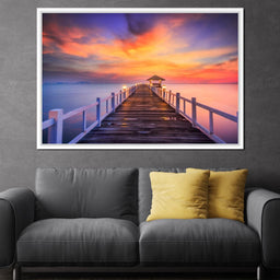 Celebrated Pier Pink Sunset - NicheCanvas