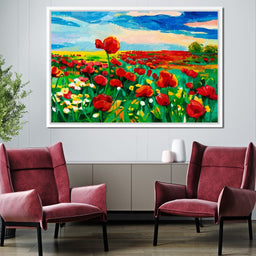 Field of Red Poppies - NicheCanvas