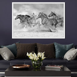 Black & White Horses Heard - NicheCanvas