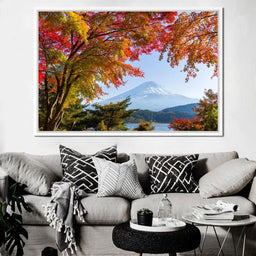 Autumn Trees by Mount Fuji - NicheCanvas