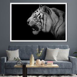 Black and White Tiger Profile - NicheCanvas