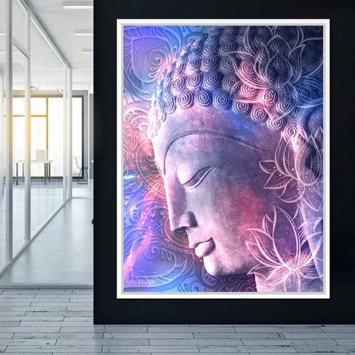 Ascended Master Buddha - Blue, Pink, and Purple blend on a buddha wall panel
