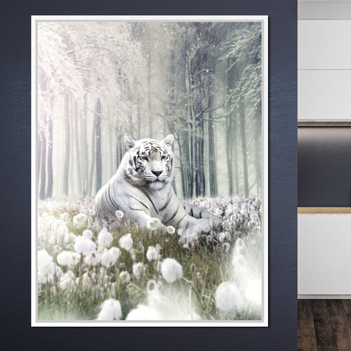 White Tiger Flowers - Zenzdesign Canvas Print