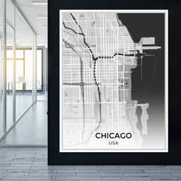 Map of Chicago, USA - NicheCanvas
