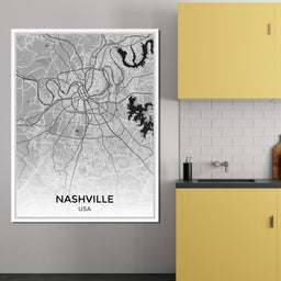 Map of Nashville, USA - NicheCanvas