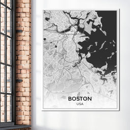 Map of Boston, USA - NicheCanvas