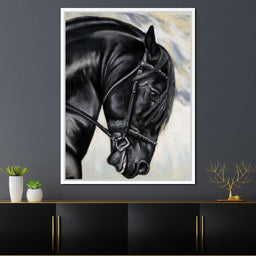 Black Friesian Horse - NicheCanvas