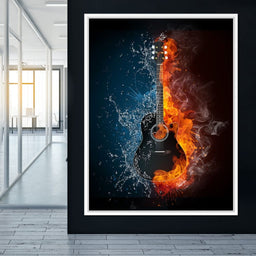Fire & Water Guitar - NicheCanvas