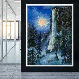 Moonlight Waterfall - Frank Kecskes - NicheCanvas